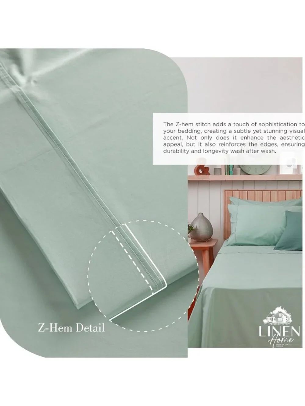 Soft Cotton Percale Queen Sheet Set, Deep Pocket, 4 Pieces, Crisp Cool Pastel